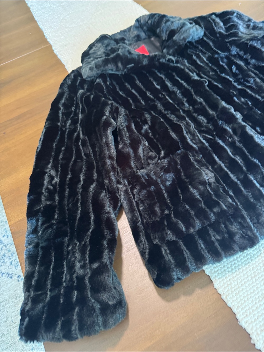 Esprit Black Faux Fur Coat - Women's Plush Button Coat - Picture 2 of 12
